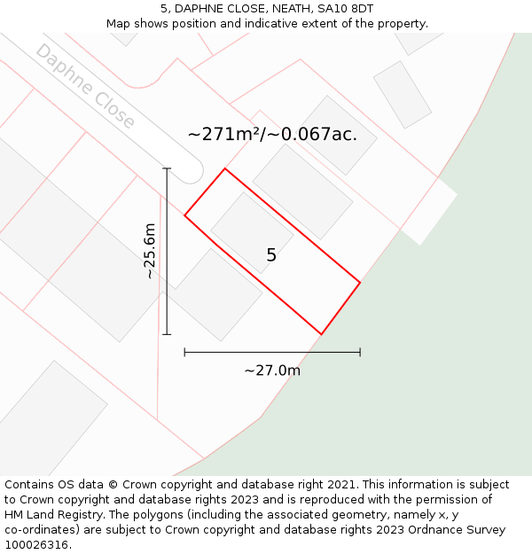 5, DAPHNE CLOSE, NEATH, SA10 8DT: Plot and title map