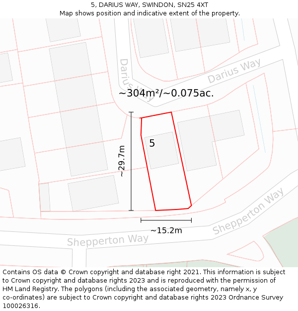 5, DARIUS WAY, SWINDON, SN25 4XT: Plot and title map