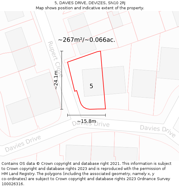 5, DAVIES DRIVE, DEVIZES, SN10 2RJ: Plot and title map