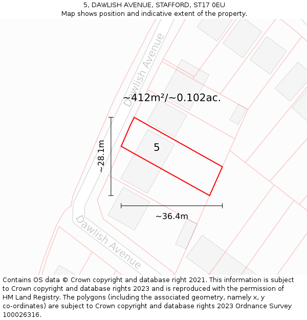 5, DAWLISH AVENUE, STAFFORD, ST17 0EU: Plot and title map