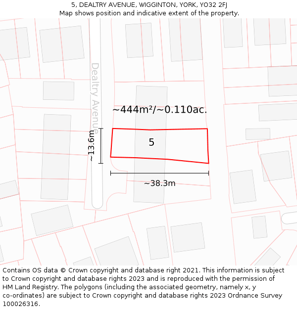 5, DEALTRY AVENUE, WIGGINTON, YORK, YO32 2FJ: Plot and title map