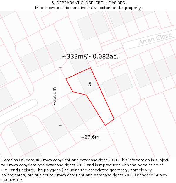 5, DEBRABANT CLOSE, ERITH, DA8 3ES: Plot and title map