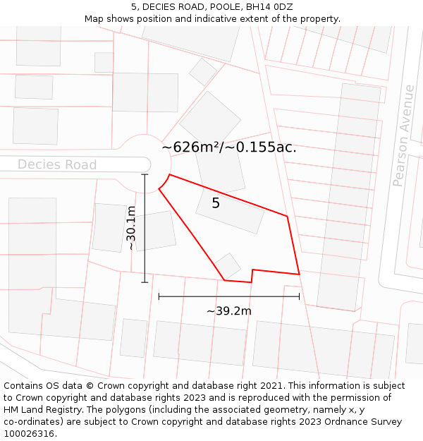 5, DECIES ROAD, POOLE, BH14 0DZ: Plot and title map