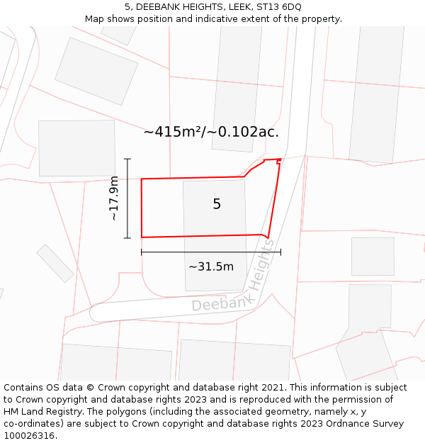 5, DEEBANK HEIGHTS, LEEK, ST13 6DQ: Plot and title map