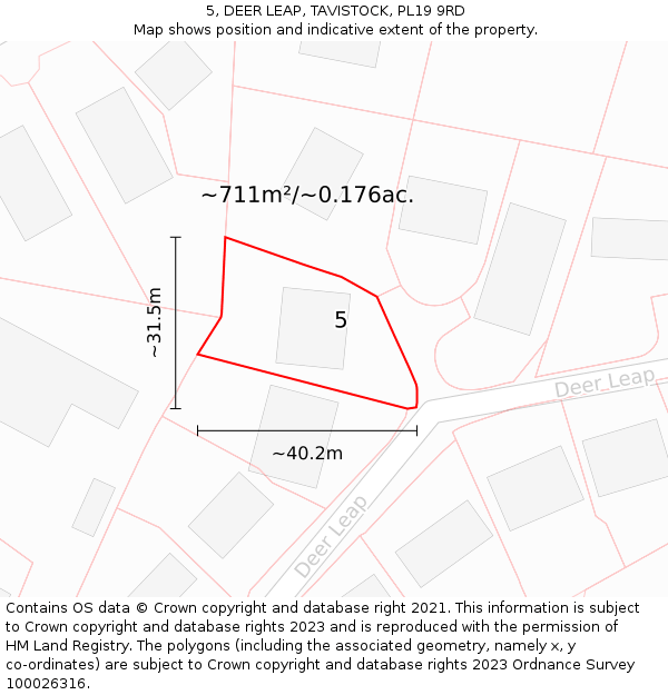 5, DEER LEAP, TAVISTOCK, PL19 9RD: Plot and title map