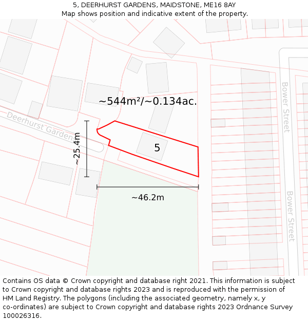 5, DEERHURST GARDENS, MAIDSTONE, ME16 8AY: Plot and title map