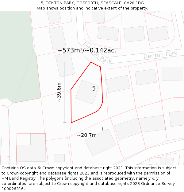5, DENTON PARK, GOSFORTH, SEASCALE, CA20 1BG: Plot and title map