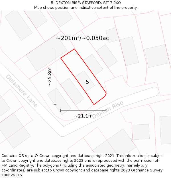 5, DEXTON RISE, STAFFORD, ST17 9XQ: Plot and title map