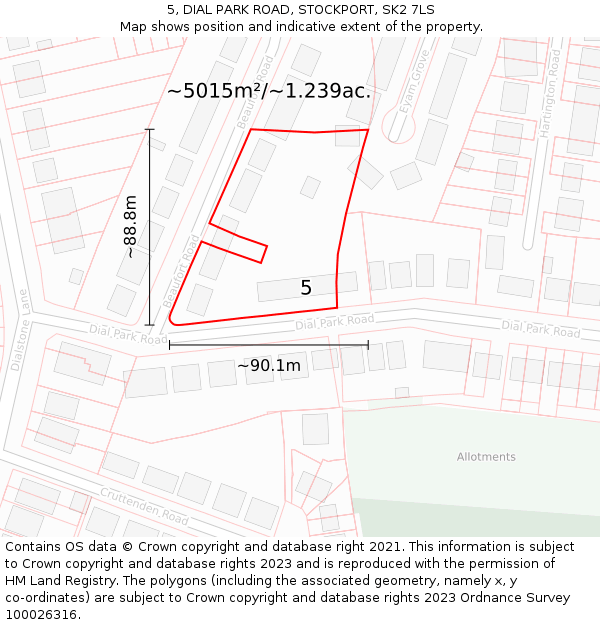 5, DIAL PARK ROAD, STOCKPORT, SK2 7LS: Plot and title map