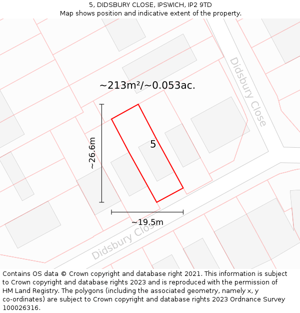 5, DIDSBURY CLOSE, IPSWICH, IP2 9TD: Plot and title map