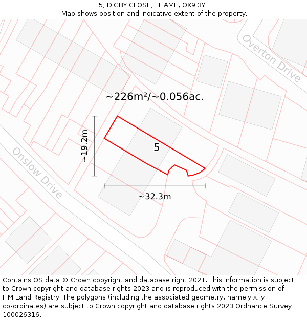 5, DIGBY CLOSE, THAME, OX9 3YT: Plot and title map