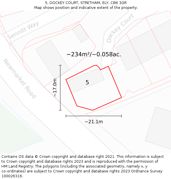 5, DOCKEY COURT, STRETHAM, ELY, CB6 3GR: Plot and title map