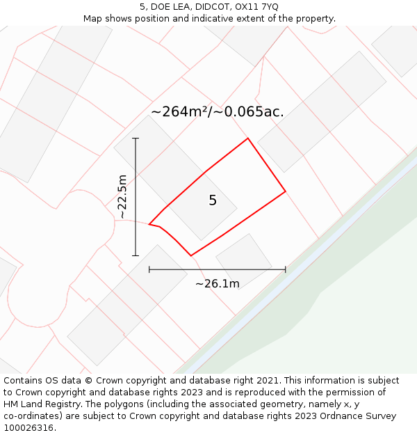 5, DOE LEA, DIDCOT, OX11 7YQ: Plot and title map