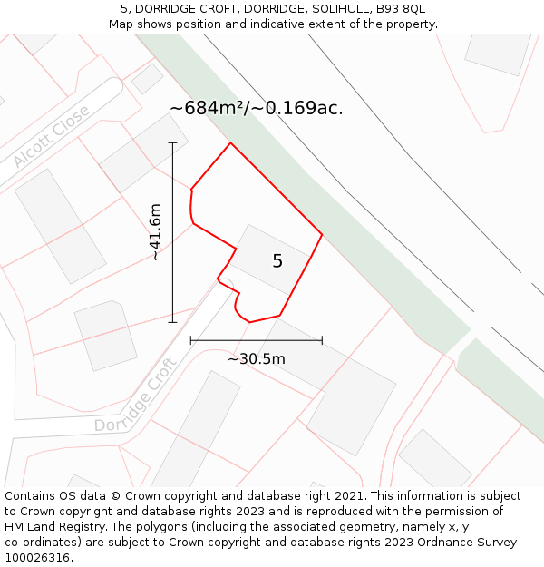5, DORRIDGE CROFT, DORRIDGE, SOLIHULL, B93 8QL: Plot and title map