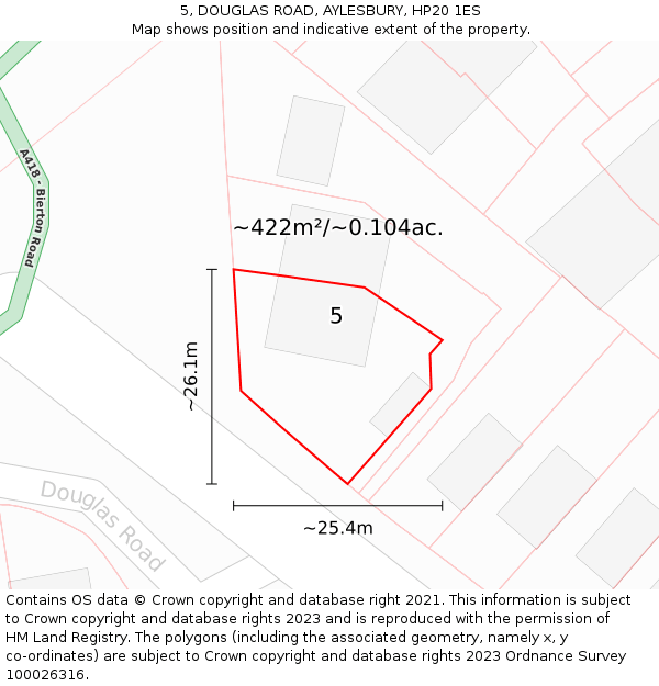 5, DOUGLAS ROAD, AYLESBURY, HP20 1ES: Plot and title map
