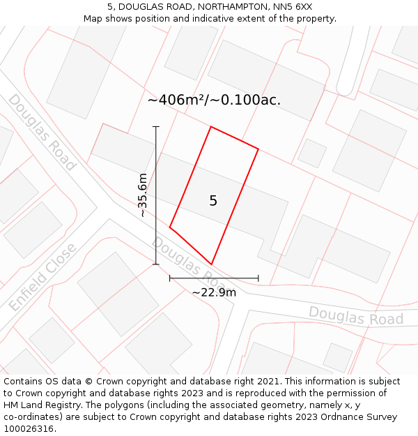 5, DOUGLAS ROAD, NORTHAMPTON, NN5 6XX: Plot and title map