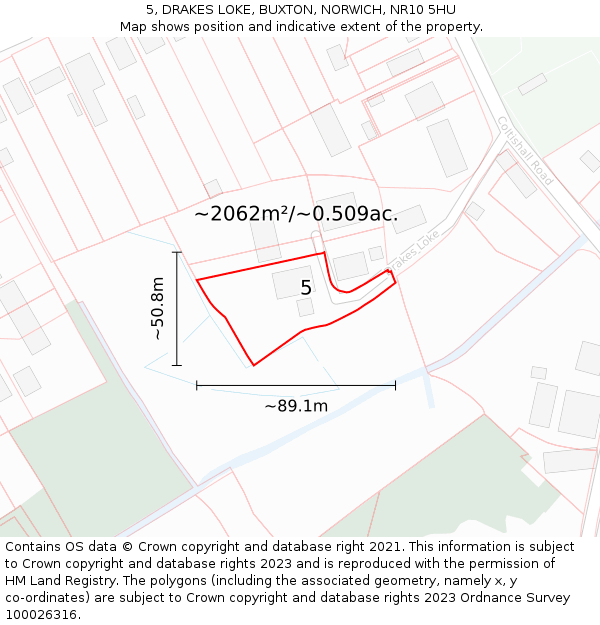 5, DRAKES LOKE, BUXTON, NORWICH, NR10 5HU: Plot and title map