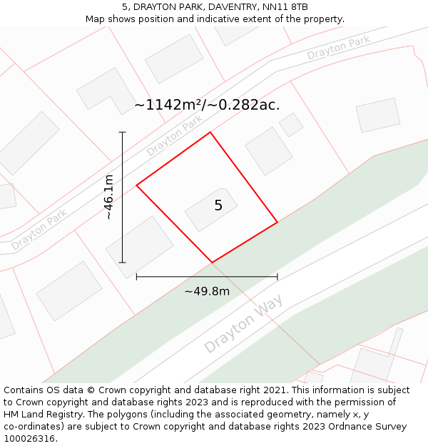 5, DRAYTON PARK, DAVENTRY, NN11 8TB: Plot and title map