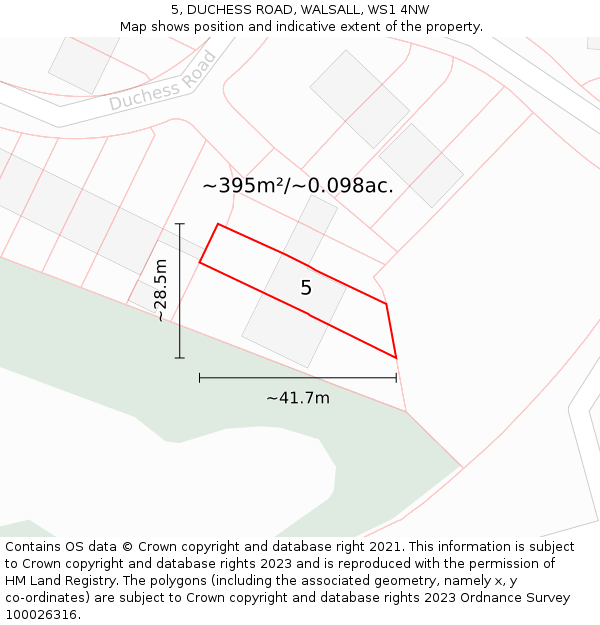 5, DUCHESS ROAD, WALSALL, WS1 4NW: Plot and title map