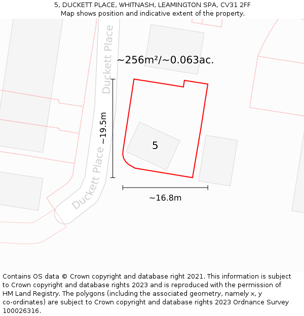 5, DUCKETT PLACE, WHITNASH, LEAMINGTON SPA, CV31 2FF: Plot and title map