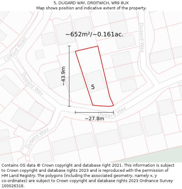 5, DUGARD WAY, DROITWICH, WR9 8UX: Plot and title map