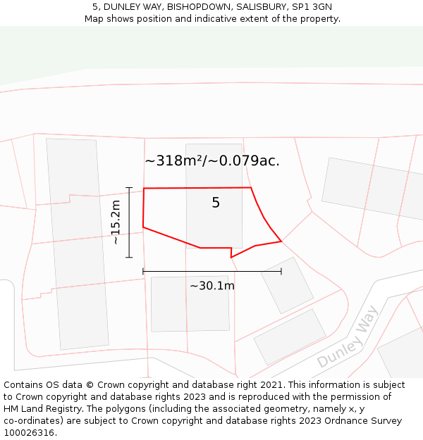5, DUNLEY WAY, BISHOPDOWN, SALISBURY, SP1 3GN: Plot and title map