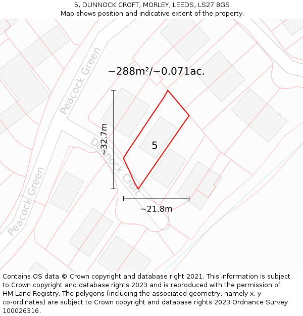 5, DUNNOCK CROFT, MORLEY, LEEDS, LS27 8GS: Plot and title map