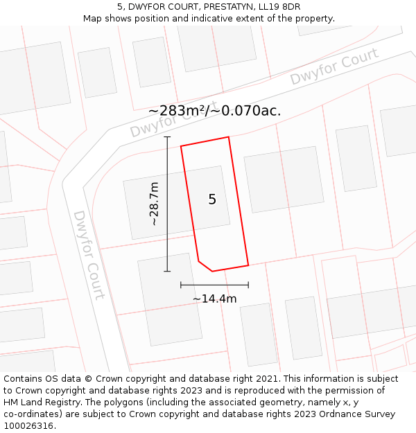 5, DWYFOR COURT, PRESTATYN, LL19 8DR: Plot and title map