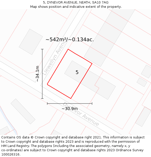 5, DYNEVOR AVENUE, NEATH, SA10 7AG: Plot and title map