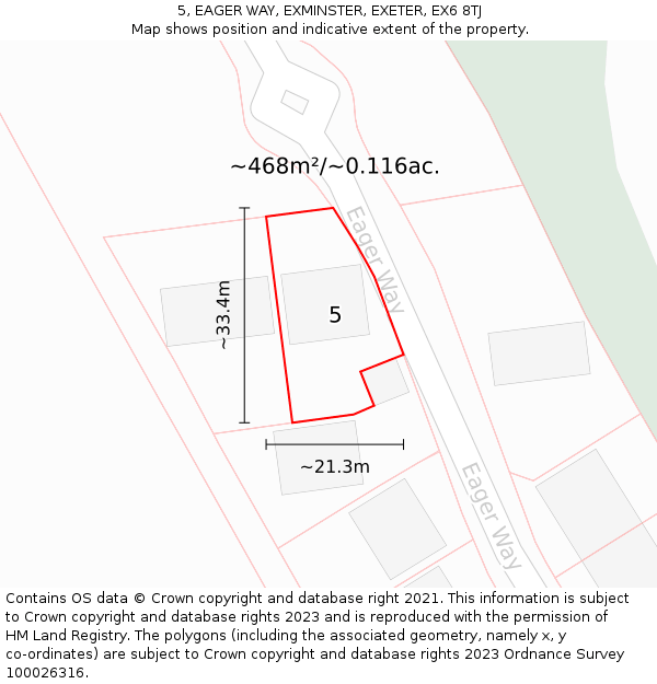 5, EAGER WAY, EXMINSTER, EXETER, EX6 8TJ: Plot and title map