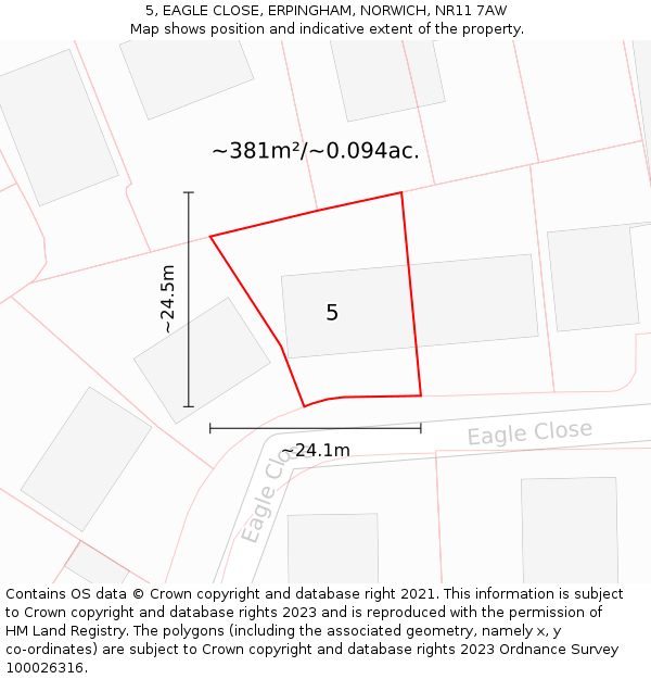 5, EAGLE CLOSE, ERPINGHAM, NORWICH, NR11 7AW: Plot and title map