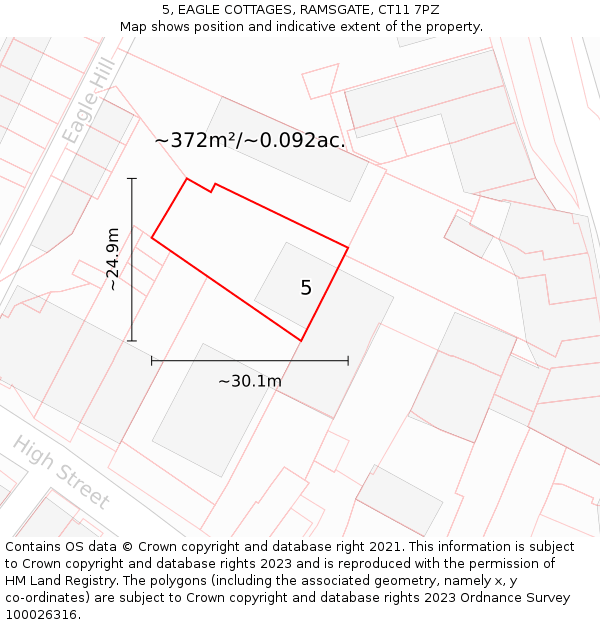 5, EAGLE COTTAGES, RAMSGATE, CT11 7PZ: Plot and title map