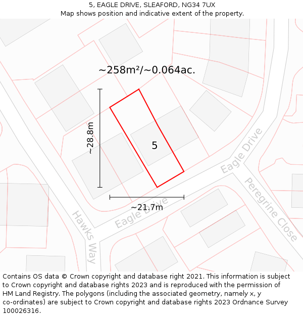 5, EAGLE DRIVE, SLEAFORD, NG34 7UX: Plot and title map
