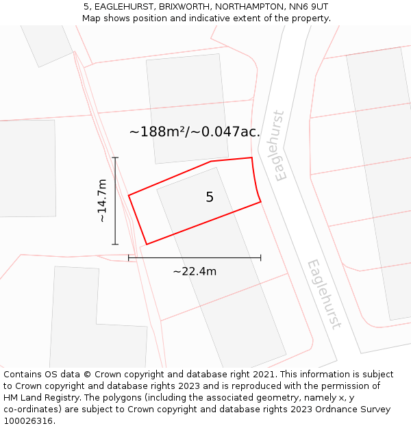 5, EAGLEHURST, BRIXWORTH, NORTHAMPTON, NN6 9UT: Plot and title map