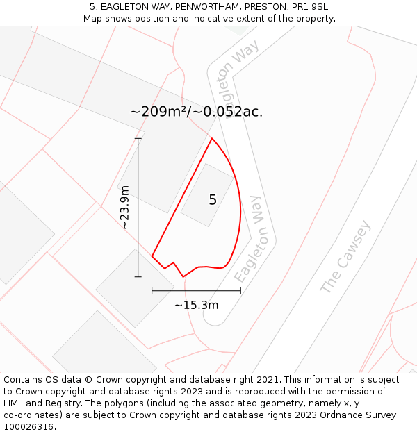 5, EAGLETON WAY, PENWORTHAM, PRESTON, PR1 9SL: Plot and title map