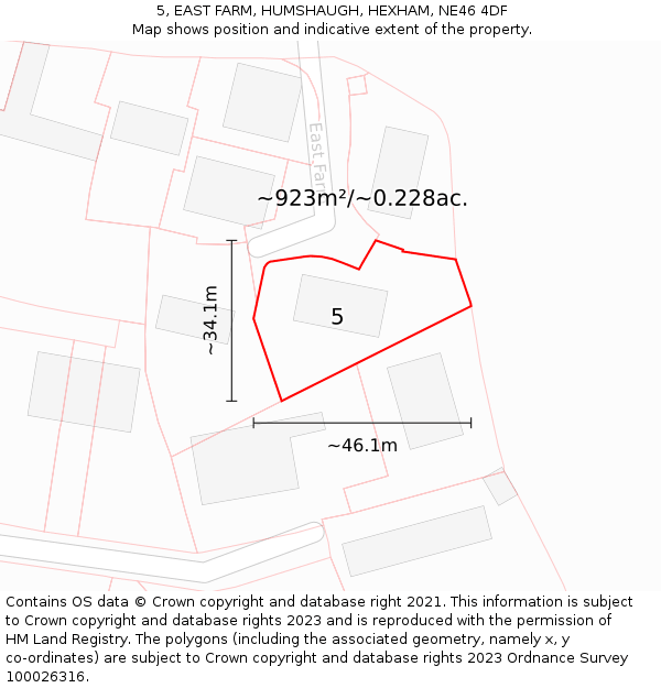 5, EAST FARM, HUMSHAUGH, HEXHAM, NE46 4DF: Plot and title map