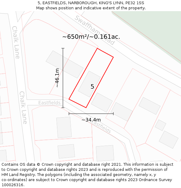 5, EASTFIELDS, NARBOROUGH, KING'S LYNN, PE32 1SS: Plot and title map