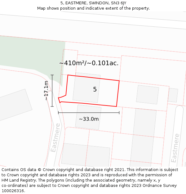 5, EASTMERE, SWINDON, SN3 6JY: Plot and title map