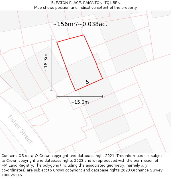 5, EATON PLACE, PAIGNTON, TQ4 5EN: Plot and title map