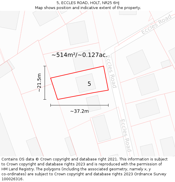 5, ECCLES ROAD, HOLT, NR25 6HJ: Plot and title map