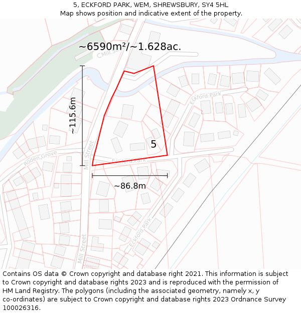 5, ECKFORD PARK, WEM, SHREWSBURY, SY4 5HL: Plot and title map