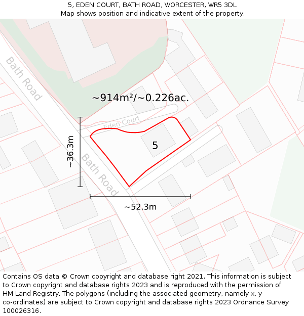 5, EDEN COURT, BATH ROAD, WORCESTER, WR5 3DL: Plot and title map