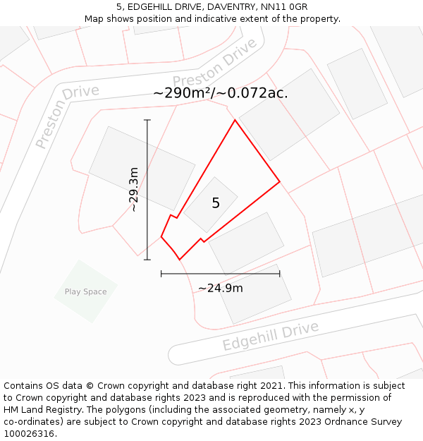 5, EDGEHILL DRIVE, DAVENTRY, NN11 0GR: Plot and title map