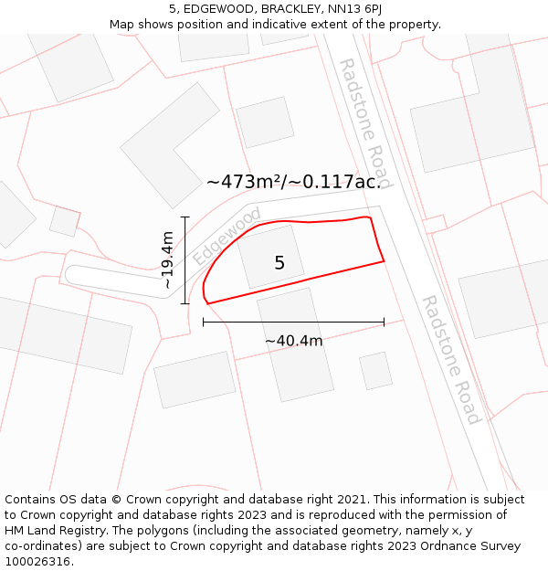 5, EDGEWOOD, BRACKLEY, NN13 6PJ: Plot and title map