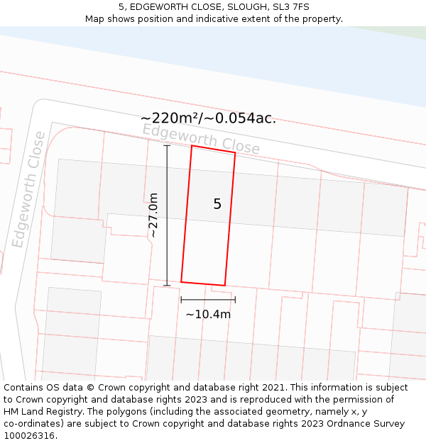 5, EDGEWORTH CLOSE, SLOUGH, SL3 7FS: Plot and title map