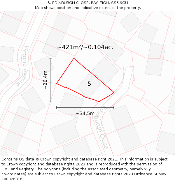 5, EDINBURGH CLOSE, RAYLEIGH, SS6 9GU: Plot and title map