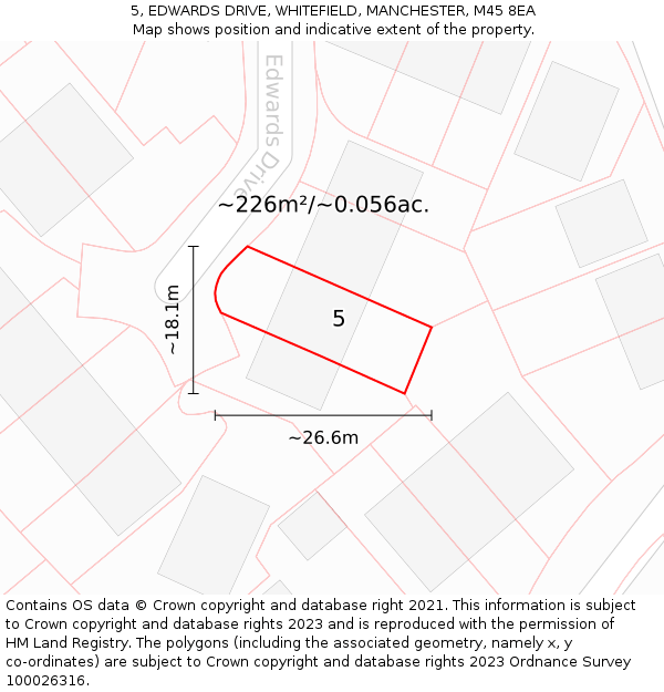 5, EDWARDS DRIVE, WHITEFIELD, MANCHESTER, M45 8EA: Plot and title map