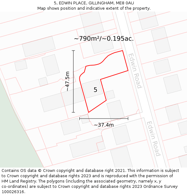 5, EDWIN PLACE, GILLINGHAM, ME8 0AU: Plot and title map