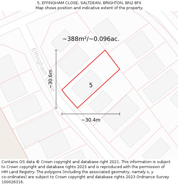 5, EFFINGHAM CLOSE, SALTDEAN, BRIGHTON, BN2 8FX: Plot and title map