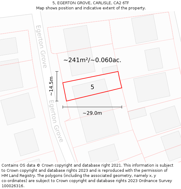 5, EGERTON GROVE, CARLISLE, CA2 6TF: Plot and title map